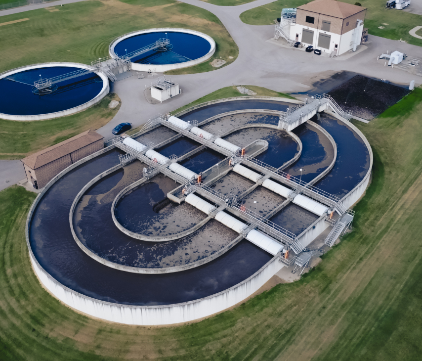 Aerial view of water treatment plant